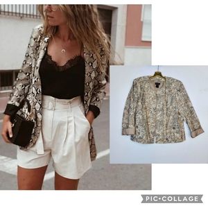 Snakeprint Linen Blend Blazer by Molly & Maxx w/ Pockets!  Size XL
